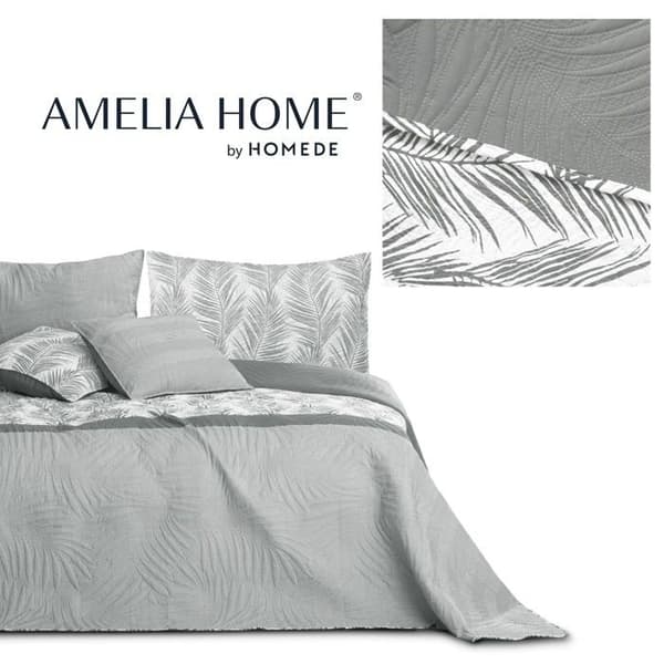 Ameliahome - AH/TRBON/GRE/260X280 - Överkast, Polyester, Tropical Bonaire Grå Vit, 260 x 280