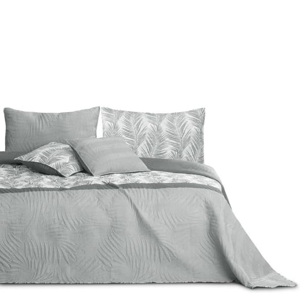 Ameliahome - AH/TRBON/GRE/260X280 - Överkast, Polyester, Tropical Bonaire Grå Vit, 260 x 280