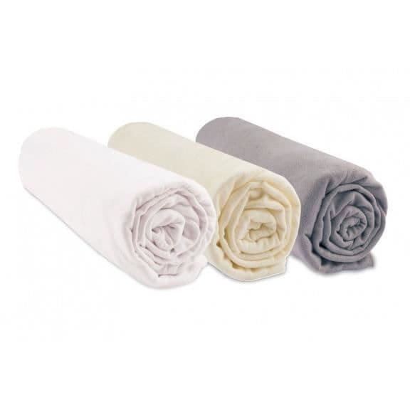 Lakan - EASY DORT - 70x140 cm - 100% ekologisk bomull - Set om 3 - Hasselnöt, vit, ecru färger