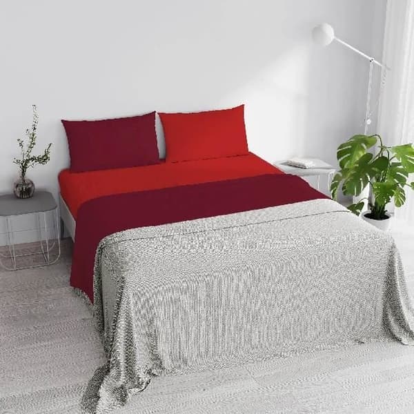 Sängkläder - Bordeaux - 240 x 300 cm - 100% bomull - Tvättbar - Sovrum