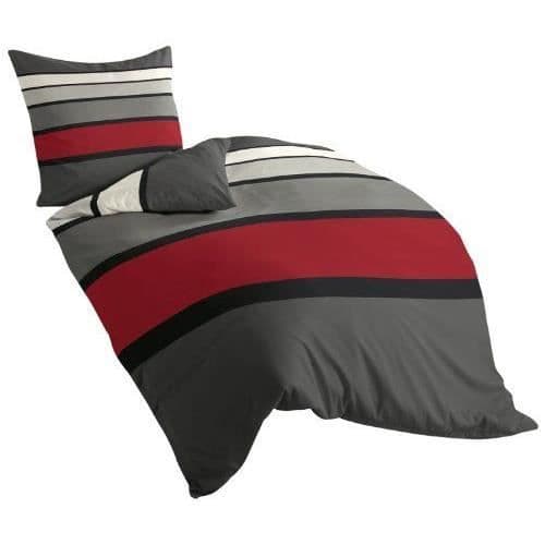 Bierbaum Dessin Mako sängkläder i bomull satin Röd, Mako satin, flerfärgad, 155 x 220 cm - 475763