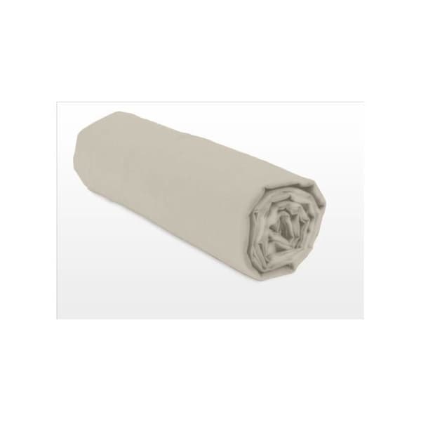 Enkelt påsedd lakan 100 % bomull - Motorhuv 25 cm - Krämbeige - 90x190 cm