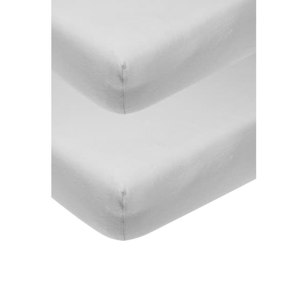 Meyco Baby Uni madrasskydd - paket med 2 - jersey - ljusgrå - 60x120cm