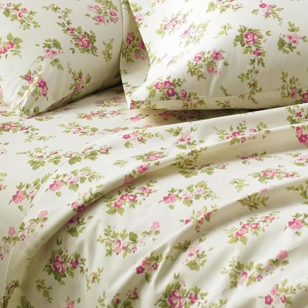 Laura Ashley Sängkläder i bomullsfleece, Rose Audreykräm, King Size