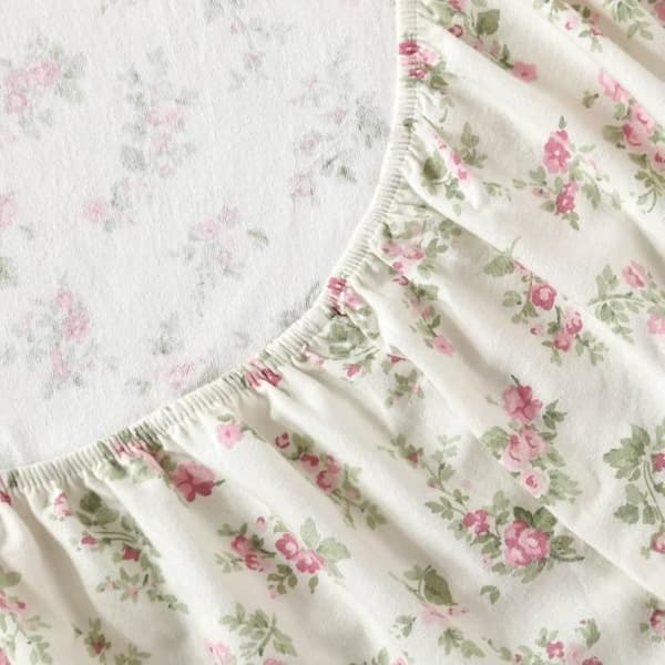Laura Ashley Sängkläder i bomullsfleece, Rose Audreykräm, King Size