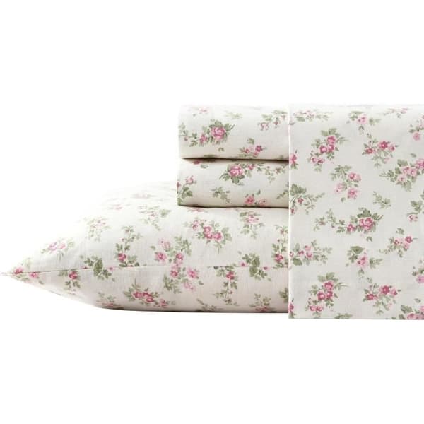 Laura Ashley Sängkläder i bomullsfleece, Rose Audreykräm, King Size