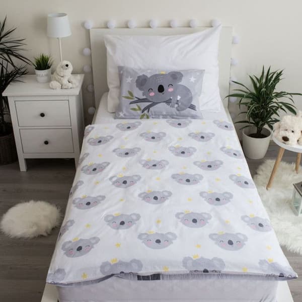 Babybäddset med koala 100 x 135 cm 100% bomull, Grå