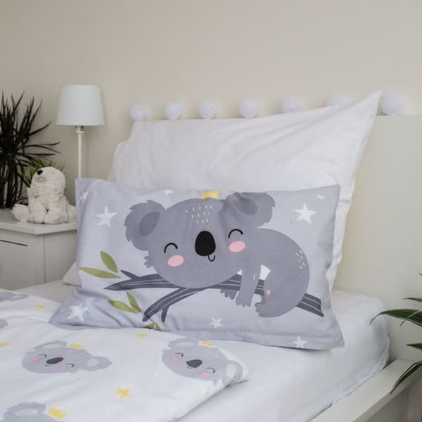 Babybäddset med koala 100 x 135 cm 100% bomull, Grå