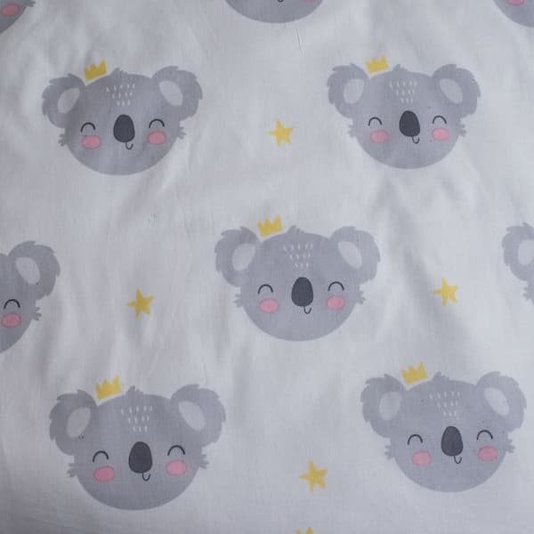 Babybäddset med koala 100 x 135 cm 100% bomull, Grå