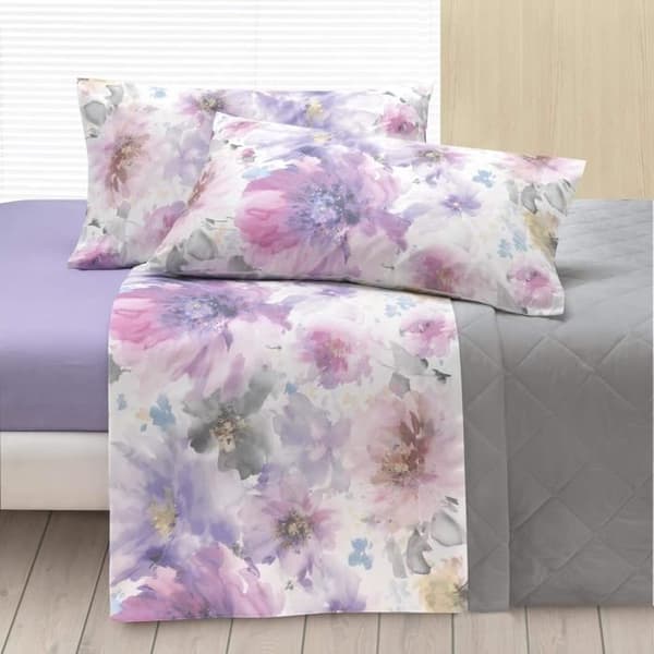 Sängkläder för 2 personer i ren bomull 240 x 280 cm överdrag 175 x 200 cm 2 örngott 50 x 80 cm Flower Power - Gabel