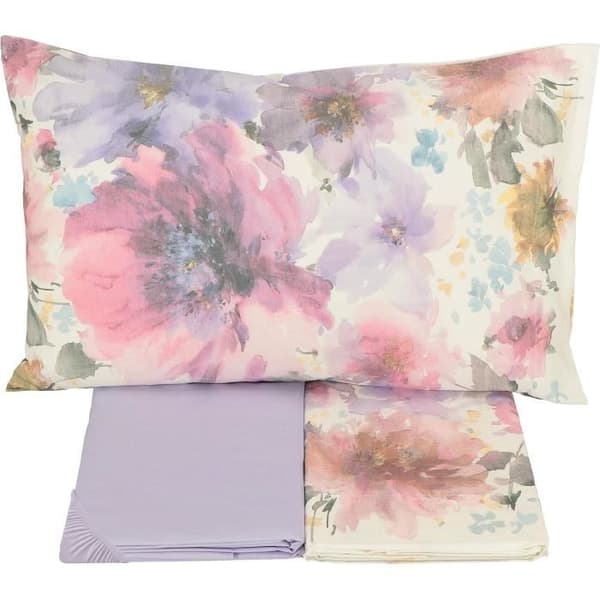 Sängkläder för 2 personer i ren bomull 240 x 280 cm överdrag 175 x 200 cm 2 örngott 50 x 80 cm Flower Power - Gabel