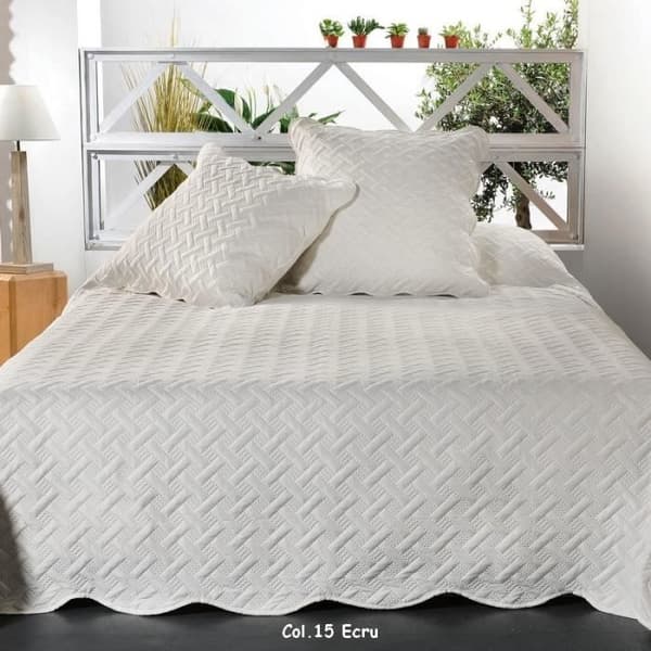 Boutis och örngott - CALIFORNIE - Ecru - 230 x 250 cm - 100 % polyester - Tvättbar