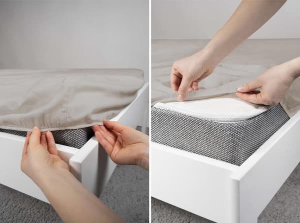 Muotoonommeltu lakana Satiini 90x200 Mikrokuitu beige