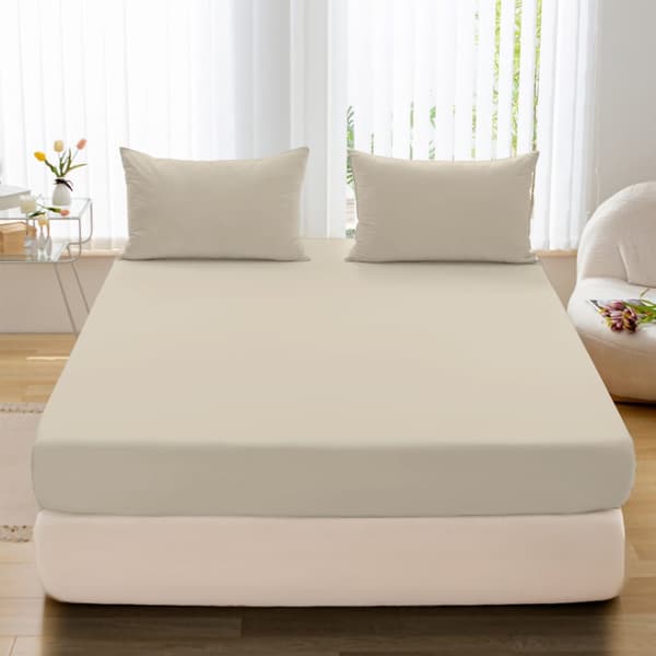 Muotoonommeltu lakana JERSEY 220x200 Beige