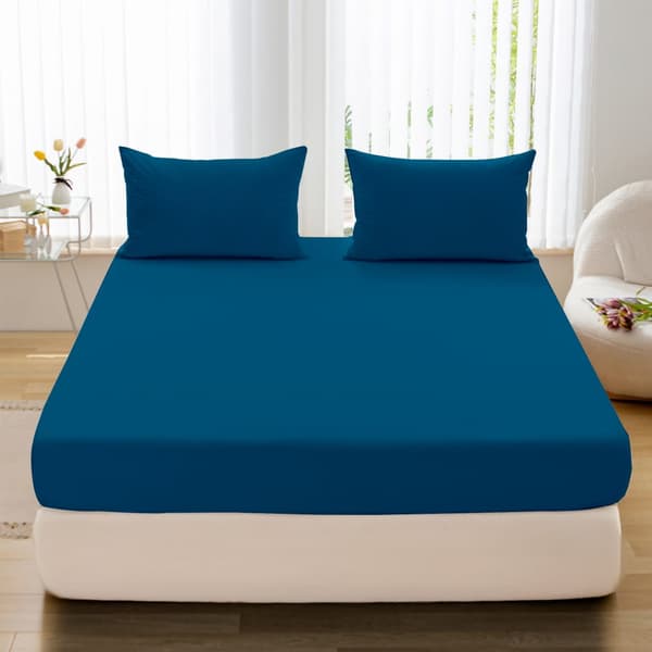 Muotoonommeltu lakana JERSEY 140x200 Denim-sininen