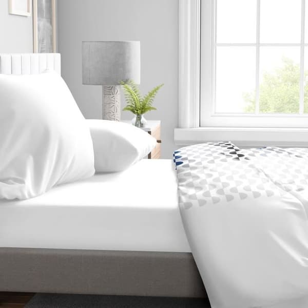 Muotoonommeltu lakana - HOME LINGE PASSION - HP71760 - 90 x 190 cm + myssy 30 cm - Mikrokuitu - 82 g - VALKOINEN