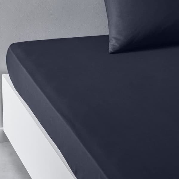 TODAY Essential Stræklagen - 140 x 200+30 cm - 2 personer - 100% Ensfarvet Bomuld - Marineblå