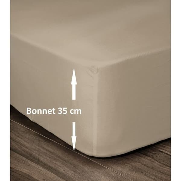 LOVELY HOME Dra-på-lakan i 100 % bomull 140x190 cm - 35 cm ficka - Beige