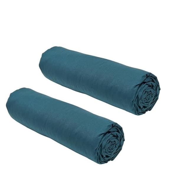 Sæt med 2 TODAY Essential-lagner - 140 x 190 cm - 2 personer - 100% bomuld - Peacock