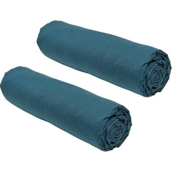 Sæt med 2 TODAY Essential-lagner - 140 x 190 cm - 2 personer - 100% bomuld - Peacock