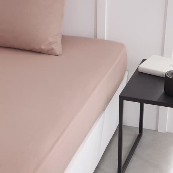 TODAY Essential Dra-på-lakan - 140 x 190 cm - 2 personer - 100 % enfärgad bomull - Sandrosa