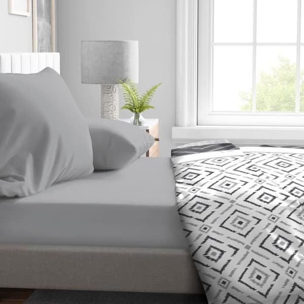Muotoonommeltu lakana - HOME LINGE PASSION - HP71765 - 140 x 190 cm + 30 cm haara - Mikrokuitu - 82 g - Vaaleanharmaa