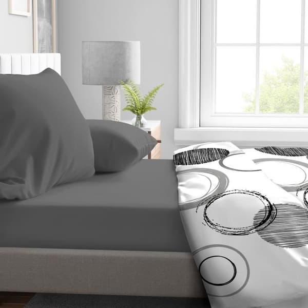 Muotoonommeltu lakana - HOME LINGE PASSION - HP71766 - 140 x 190 cm + myssy 30 cm - Mikrokuitu - 82 g - Antrasiitinharmaa