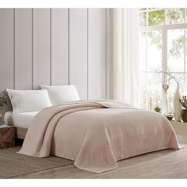 Beatrice Home Fashions Couvre-lit Chenille i Bomull, Puderrosa, Queen Size
