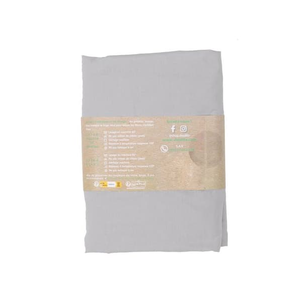 Drap housse i bomull DOULITO 100x190 cm - Grå - Tillverkad i Frankrike