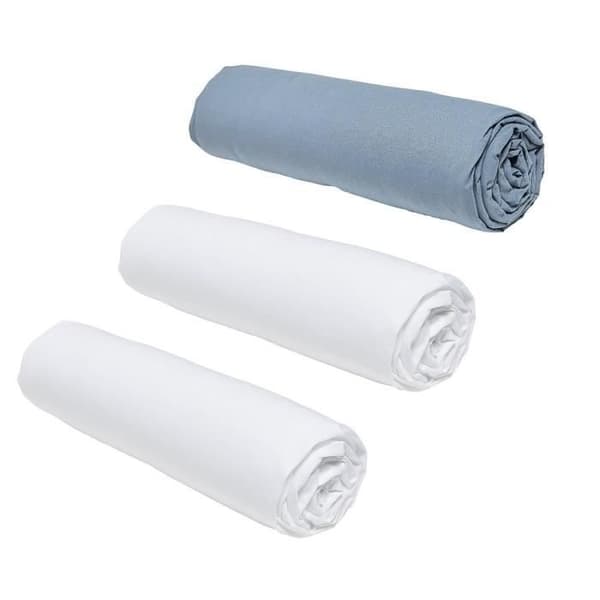 TODAY Essential 3-delat dra-på-lakanset - 160 x 200 cm - 2 personer - 100 % bomull - Krit/Denim