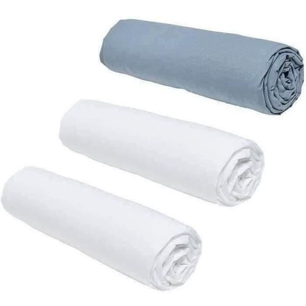 TODAY Essential 3-delat dra-på-lakanset - 160 x 200 cm - 2 personer - 100 % bomull - Krit/Denim