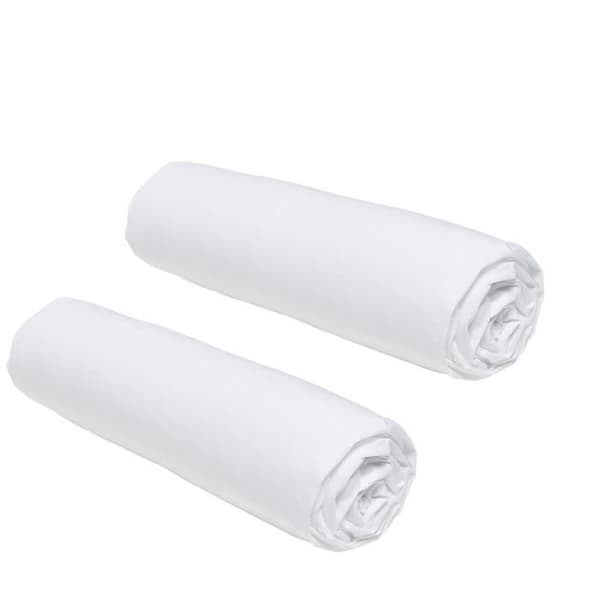Sæt med 2 TODAY Essential-lagner - 140 x 190 cm - 2 personer - 100% bomuld - Kridt