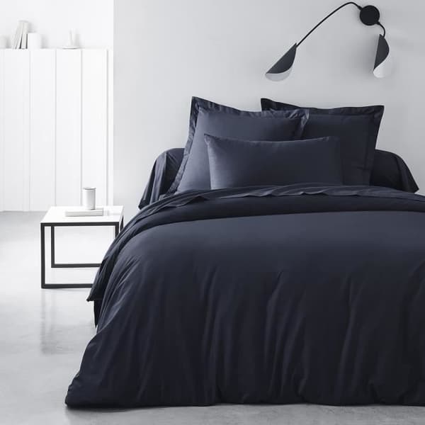 TODAY Essential Dra-på-lakan - 140 x 190 cm - 2 personer - 100 % enfärgad bomull - Marinblå
