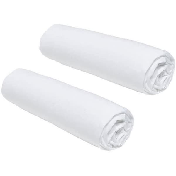 Sæt med 2 TODAY Essential-lagner - 90 x 190 cm - 1 person - 100% bomuld - Kridt