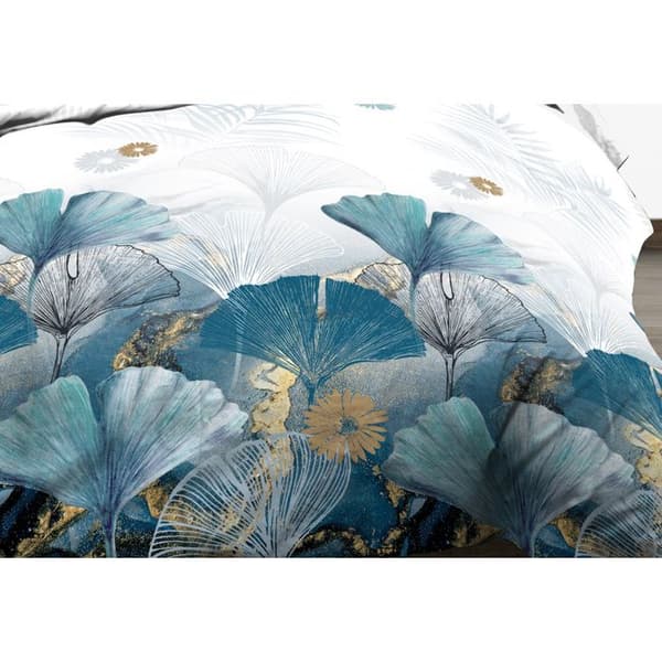 Platt lakan + påslakan 140x190 + 2 T - Ren bomull 57 trådantal - Ginko blå