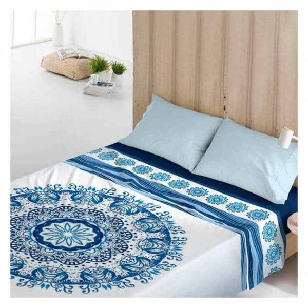 Överlakan Costura Greek Indigo - UK super king size-säng (260 x 270 cm)