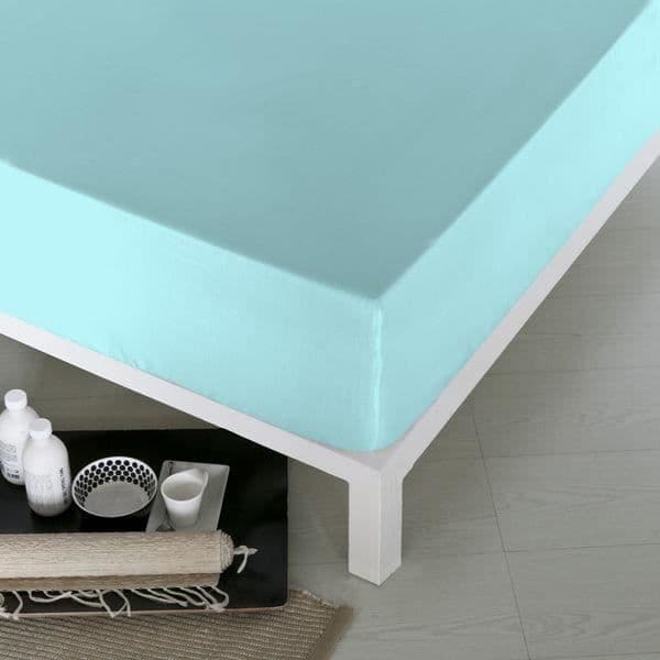 Drap housse - Naturals - Blå - 100 x 200 cm - Naturlig - Enfärgad