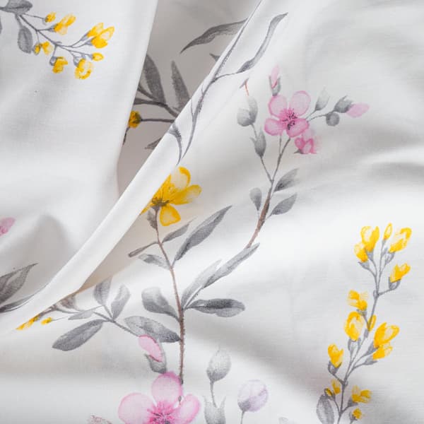 ZOE sengesæt 160x200 cm - satin bomuld, diskret blomstermønster