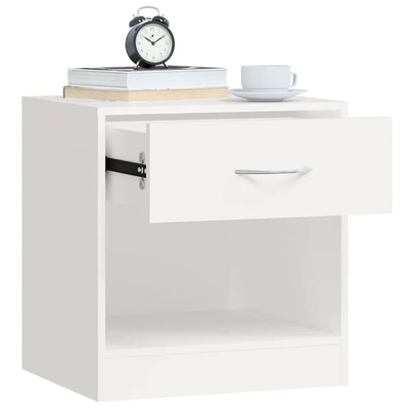 vidaXL natbord med skuffe 2 stk. hvid