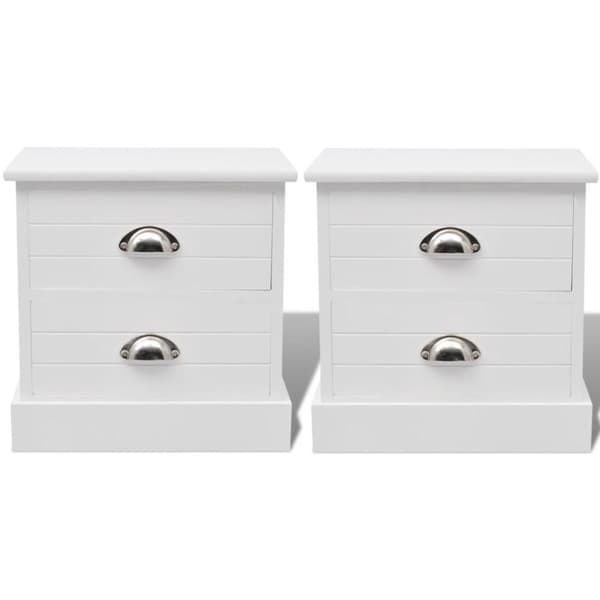 vidaXL Fransk Sengebord 2 stk Hvid