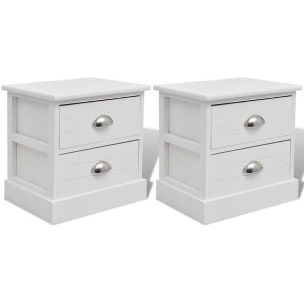 vidaXL Fransk Sengebord 2 stk Hvid