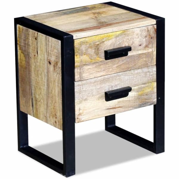 vidaXL Sidebord med 2 skuffer heltre mango 43x33x51 cm