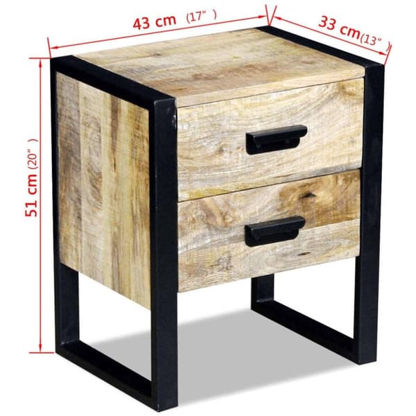 vidaXL Sidebord med 2 skuffer heltre mango 43x33x51 cm