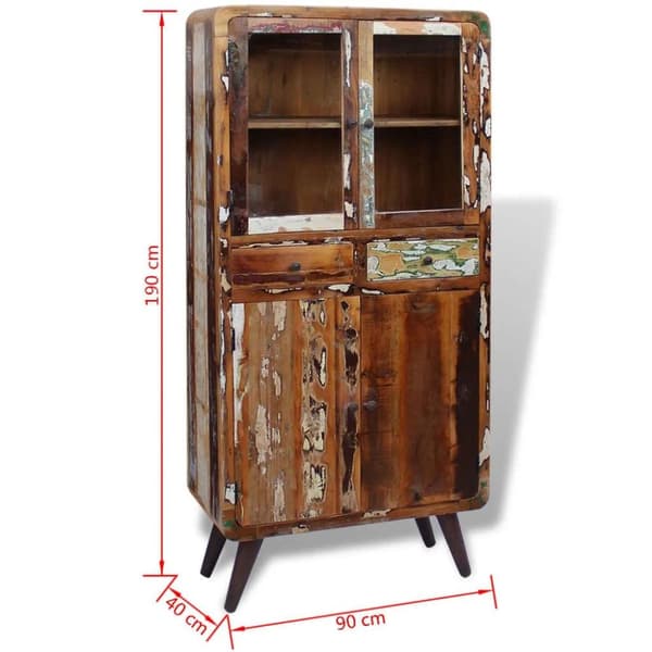 vidaXL skab 90x40x190 cm massivt genbrugstræ