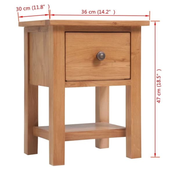 vidaXL Nattbord 36x30x47 cm heltre eik