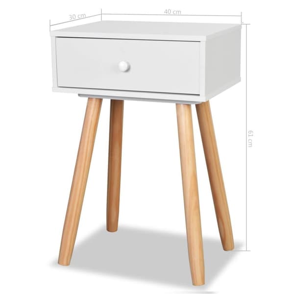 vidaXL Yöpöydät 2 kpl mänty 40x30x61 cm Valkoinen