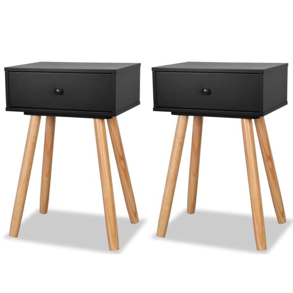 vidaXL sengebord 2 stk. massivt fyrretræ 40 x 30 x 61 cm sort