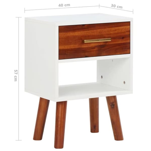 vidaXL Sängbord massivt akaciaträ 40x30x57 cm