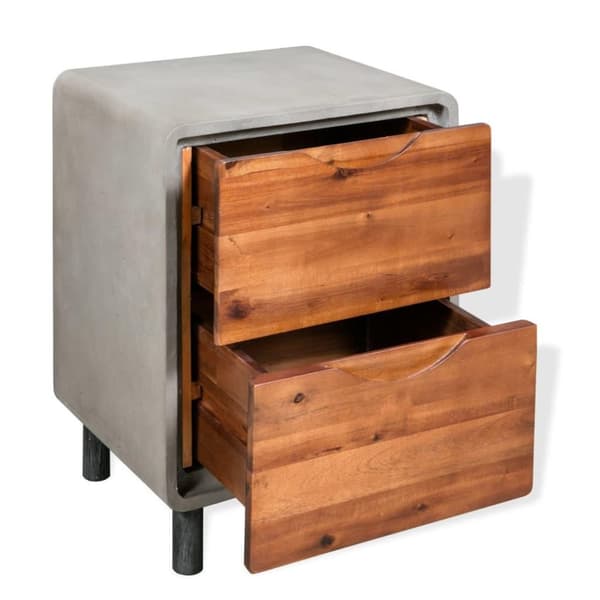 vidaXL Nattbord betong heltre akasie 40x30x50 cm