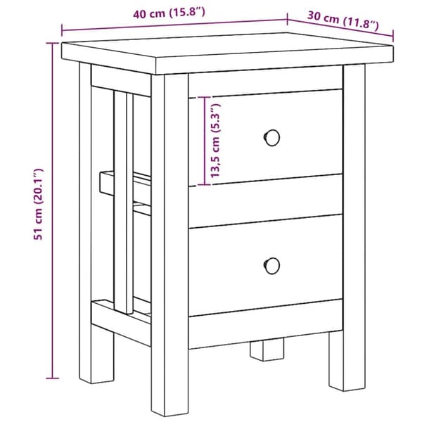 vidaXL Nattbord heltre mahogni 40x30x51 cm